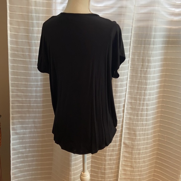 Rachel Zoe black knit faux wrap top. SZ Large - Picture 2 of 6